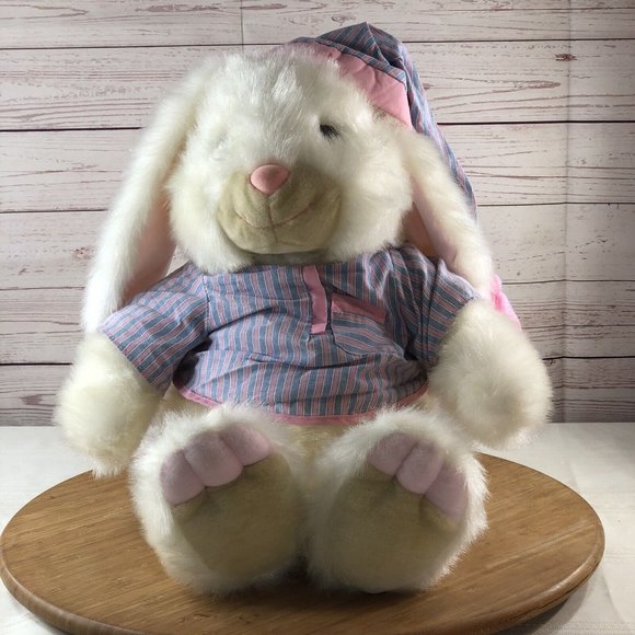 Vintage JC Penny Plush Large 24” White Rabbit Pajama Stuffed Bunny Animal Easter - Picture 2 of 12